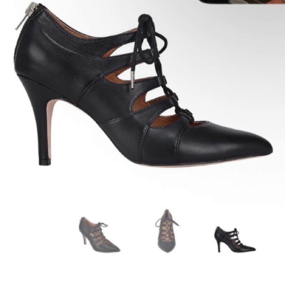 Corso Como Black Leather Lace-Up Cocktail Heels  New Without Tags (NWOT) - Picture 5 of 7